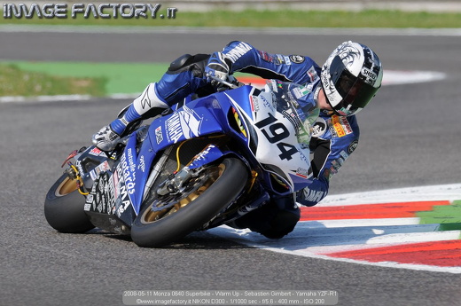 2008-05-11 Monza 0640 Superbike - Warm Up - Sebastien Gimbert - Yamaha YZF-R1